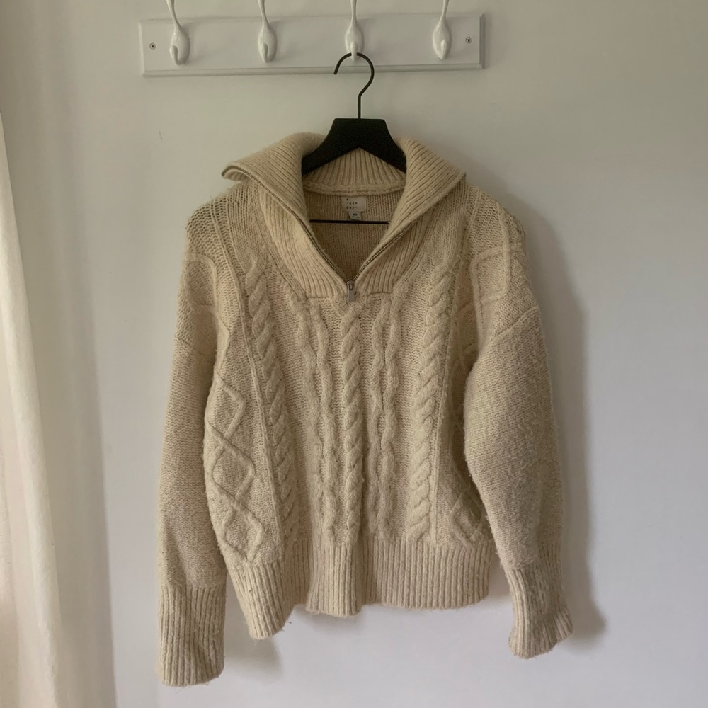 Cream Zipper Sweater